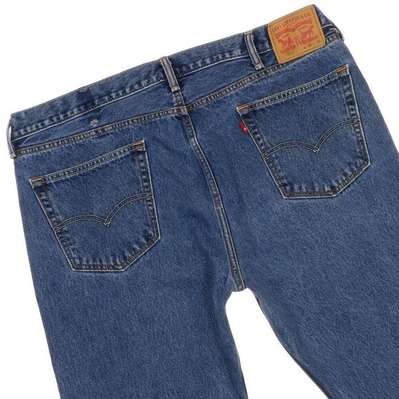 Levis 505 Classic Straight Leg Jeans Mens Size 42x32 Actual 42x30.5 Blue Cotton - Picture 4 of 11